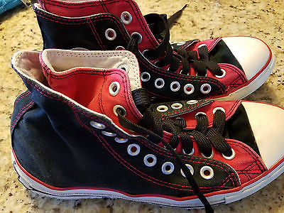 CONVERSE CHUCK TAYLOR ALL STAR HIGH TOP SNEAKER ADULT SIZE WMS 9 MNS 7 RED BLACK