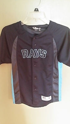 TAMPA BAY RAYS TRUE FAN BASEBALL JERSEY SIZE LARGE YOUTH