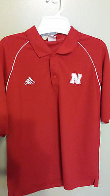 NEBRASKA HUSKERS ADIDAS CLIMACOOL  POLO SHIRT SIZE LARGE ADULT