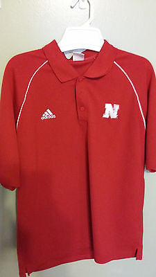 NEBRASKA HUSKERS ADIDAS CLIMACOOL  POLO SHIRT SIZE LARGE ADULT