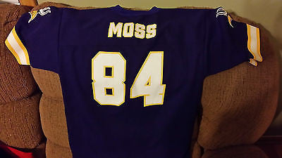 MINNESOTA VIKINGS RANDY MOSS LOGO 7 FOOTBALL JERSEY SIZE LARGE YOUTH