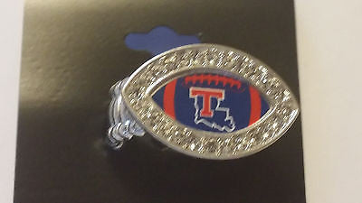 LOUISIANA TECH BULLDOGS CRYSTAL FOOTBALL STYLE RING NEW MADE IN USA