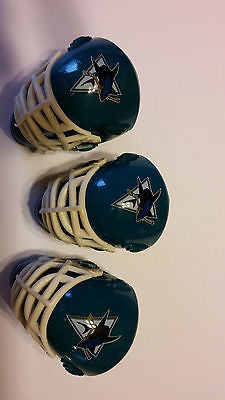 LOT OF 2 SAN JOSE SHARKS  POCKET SIZED GOALIE MASK HELMETS FRANKLIN BULK