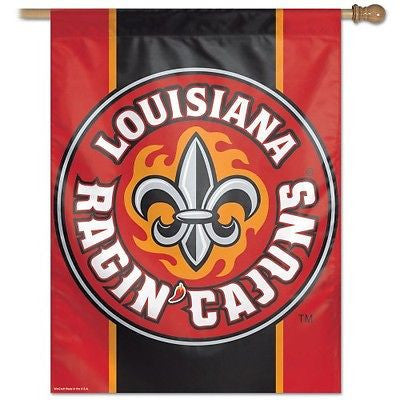 LOUISIANA LAFEYETTE RAGIN CAJUNS 27"x 37"  flag banner new style #2 new in packa