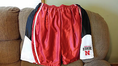 NEBRASKA HUSKERS RED SATIN  BASKETBALL SHORTS SIZE XL ADULT