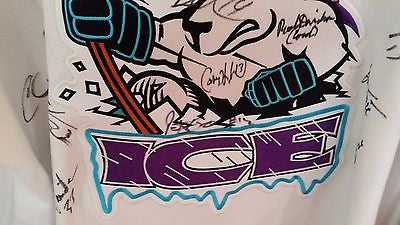 INDIANAPLOLIS ICE MINOR LEAGUE HOCKEY JERSEY SIZE LARGE ADULT WHITE AUTOGRAPHED