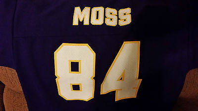 MINNESOTA VIKINGS RANDY MOSS LOGO 7 FOOTBALL JERSEY SIZE LARGE YOUTH