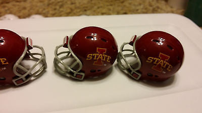 LOT OF 3 IOWA STATE CYCLONES  POCKET PRO HELMETS RIDDELL REVOLUTION BULK