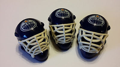 LOT OF 3 EDMONTON OILERS POCKET SIZED GOALIE MASK HELMETS FRANKLIN BULK