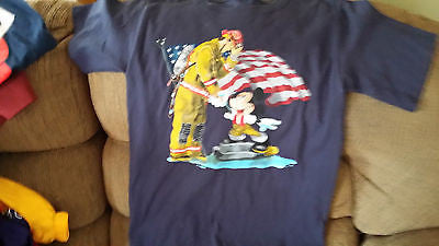 MICKEY MOUSE THANKING FIREMAN T SHIRT SIZE SMALL ADULT WALT DISNEY