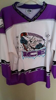 INDIANAPLOLIS ICE MINOR LEAGUE HOCKEY JERSEY SIZE LARGE ADULT WHITE AUTOGRAPHED