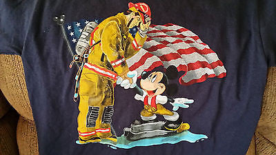 MICKEY MOUSE THANKING FIREMAN T SHIRT SIZE SMALL ADULT WALT DISNEY