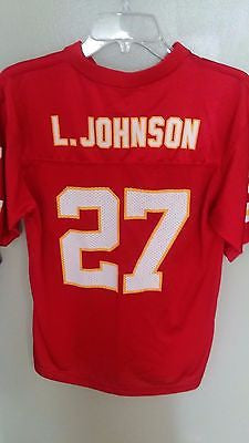 KANSAS CITY CHIEFS LARRY JOHNSON FOOTBALL JERSEY SIZE L 14-16  YOUTH