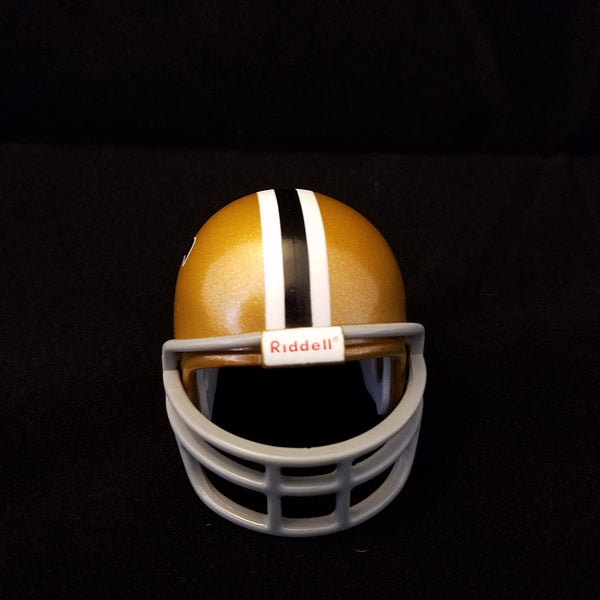 New Orleans Saints 1968 Throwback Pocket Pro Helmet (White-Black-White Striping & Grey Mask) from series II (2) New Orleans Saints 1968 Throwback Pocket Pro Helmet (White-Black-White Striping & Grey Mask) series II (2)