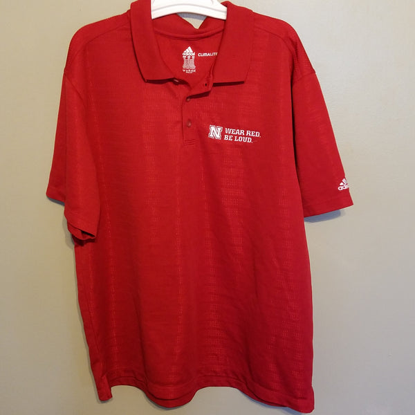 NEBRASKA HUSKERS ADIDAS CLIMALITE POLO SHIRT SIZE 2XL ADULT