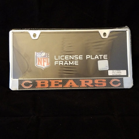 CHICAGO BEARS CHOME LICENSE PLATE FRAME CARBON STYLE