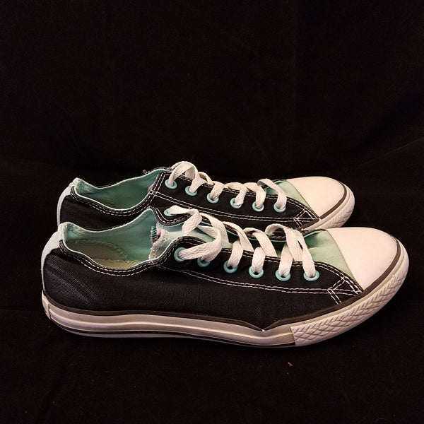 CONVERSE CHUCK TAYLOR BLACK/AQUA LOW TOP  SNEAKER ADULT SIZE WN 7 MN 5