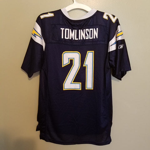 SAN DIEGO CHARGERS LADAINIAN TOMLINSON  FOOTBALL JERSEY SIZE XL 18-20 YOUTH DARK BLUE