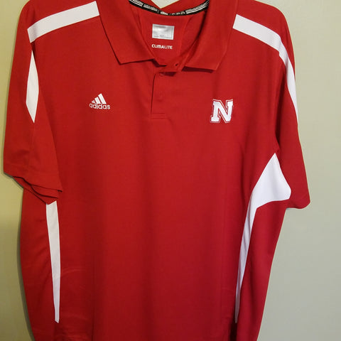 NEBRASKA HUSKERS ADIDAS CLIMALITE POLO SHIRT SIZE 2XL ADULT