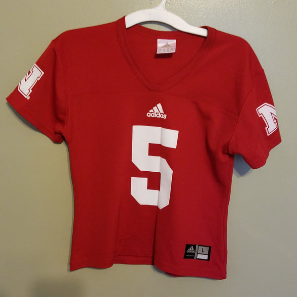 NEBRASKA HUSKERS JRS WOMANS FOOTBALL JERSEY SIZE LARGE ADULT ADIDAS