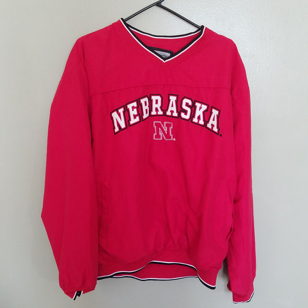 NEBRASKA HUSKERS RED COLOSSEUM PULL OVER LIGHTWEIGHT JACKET SIZE L ADULT