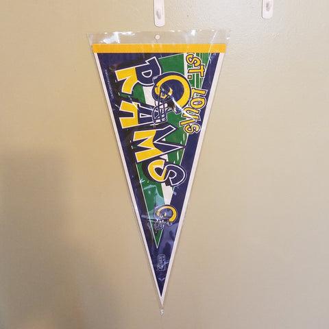 ST LOUIS RAMS VINTAGE NFL FELT PENNANT WITH HOLDER #4