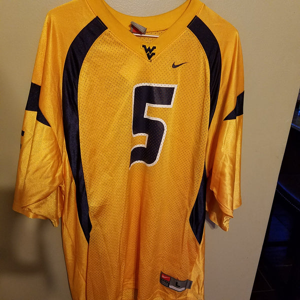 WEST VIRGINIA MOUNTAINEERS YELLOW NIKE FOOTBALL JERSEY SIZE L  ADULT