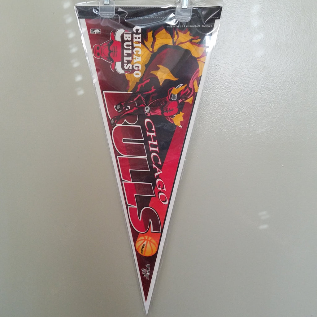 CHICAGO BULLS BIG BULL NBA VINTAGE FELT PENNANT WITH HOLDER