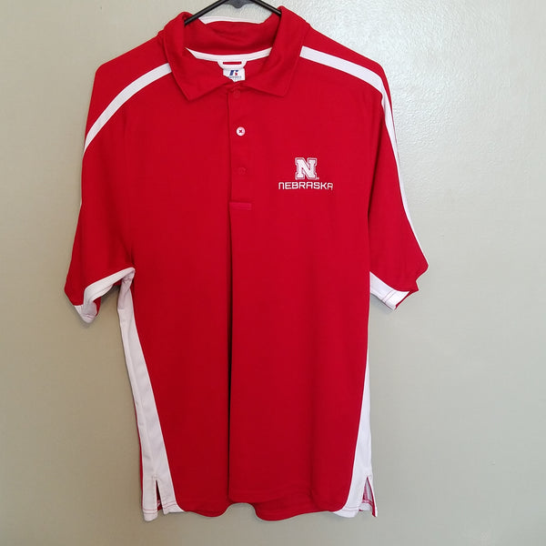 NEBRASKA HUSKERS RUSSELL POLO SHIRT SIZE MEDIUM ADULT