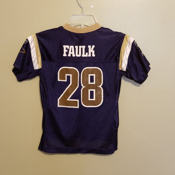 ST LOUIS RAMS MARSHALL FAULK FOOTBALL JERSEY SIZE LARGE 7 YOUTH