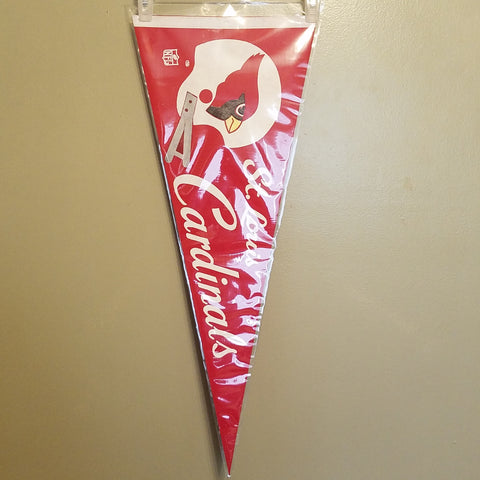 ST LOUIS CARDINALS  2 BAR HELMET VINTAGE FELT PENNANT WITH HOLDER