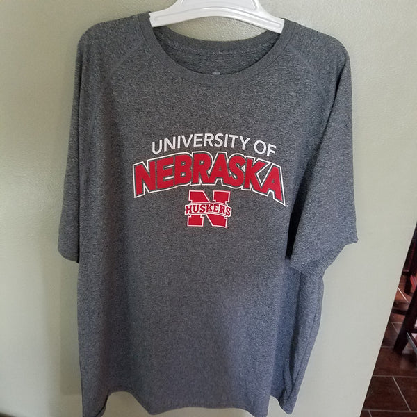 NEBRASKA HUSKER GRAY PERFORMANCE SHIRT SIZE 2XL ADULT