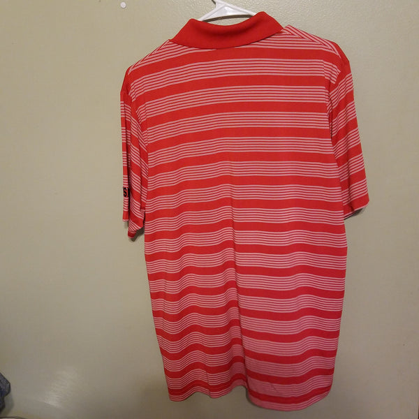 NEBRASKA HUSKERS STRIPED POLO SHIRT SIZE LARGE ADULT