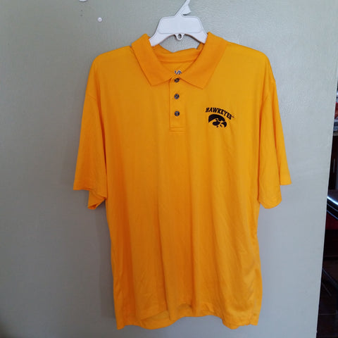 IOWA HAWKEYES YELLOW POLO SHIRT SIZE XL ADULT