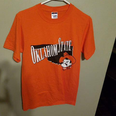 OKLAHOMA STATE COWBOYS PISTOL PETE T SHIRT SIZE SMALL ADULT