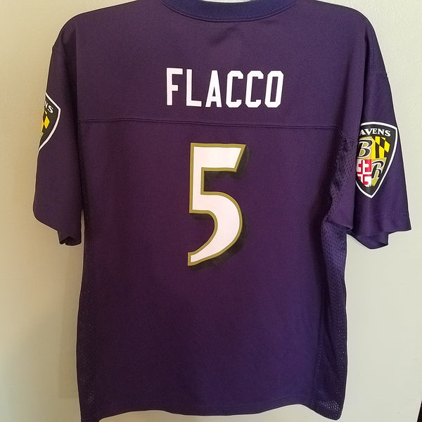 BALTIMORE RAVENS JOE FLACCO FOOTBALL JERSEY SIZE XL 18-20 YOUTH