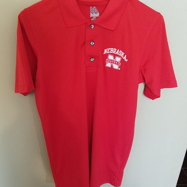 NEBRASKA HUSKERS RED POLO SHIRT SIZE SMALL ADULT