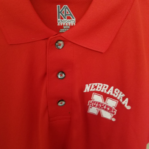 NEBRASKA HUSKERS RED POLO SHIRT SIZE SMALL ADULT