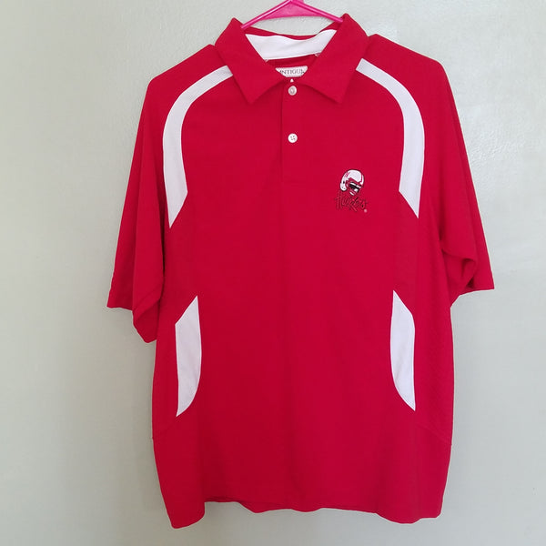 NEBRASKA HUSKERS ANTIGUA HELMET DESIGN POLO SHIRT SIZE SMALL ADULT