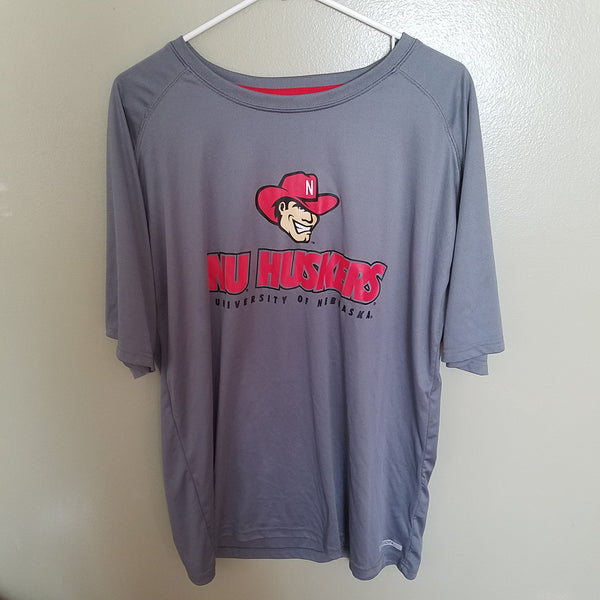 NEBRASKA HUSKER GRAY PERFORMANCE SHIRT SIZE XL ADULT