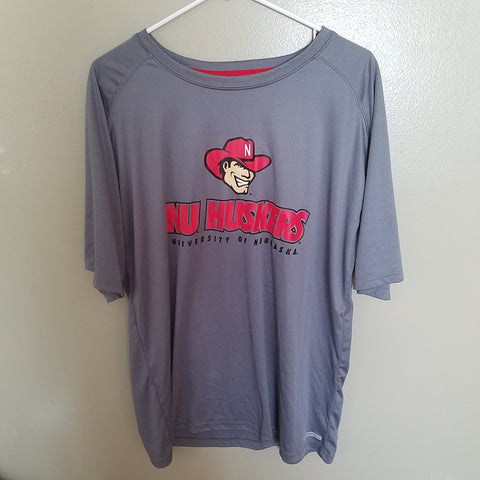 NEBRASKA HUSKER GRAY PERFORMANCE SHIRT SIZE XL ADULT