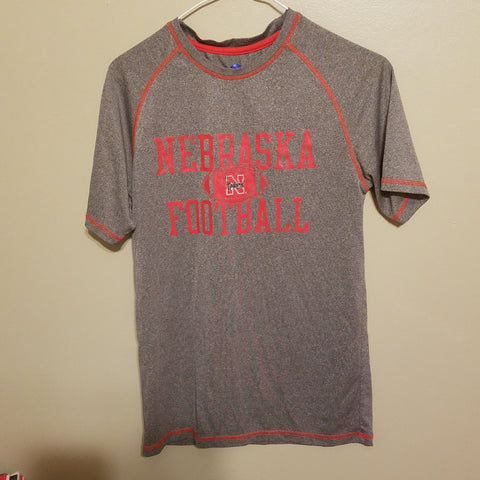 NEBRASKA HUSKERS FOOTBALL GRAY PERFORMANCE SHIRT SIZE SMALL ADULT