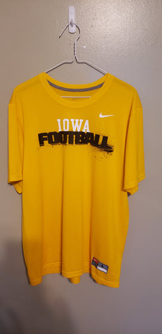 IOWA HAWKEYES YELLOW FOOTBALL NIKE DRI FIT STYLE SHIRT SIZE LARGE ADULT