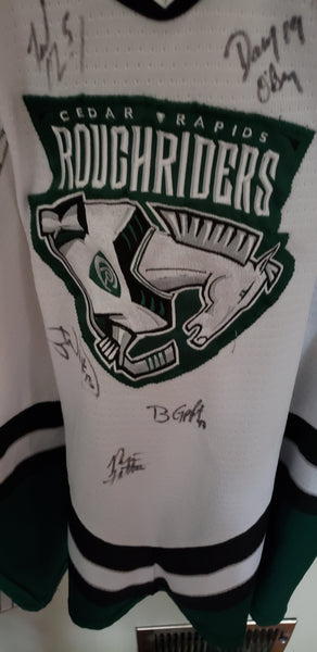 CEDAR RAPIDS ROUGHRIDERS AUTOGRAPHED HOCKEY JERSEY SIZE XL ADULT