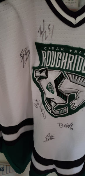 CEDAR RAPIDS ROUGHRIDERS AUTOGRAPHED HOCKEY JERSEY SIZE XL ADULT