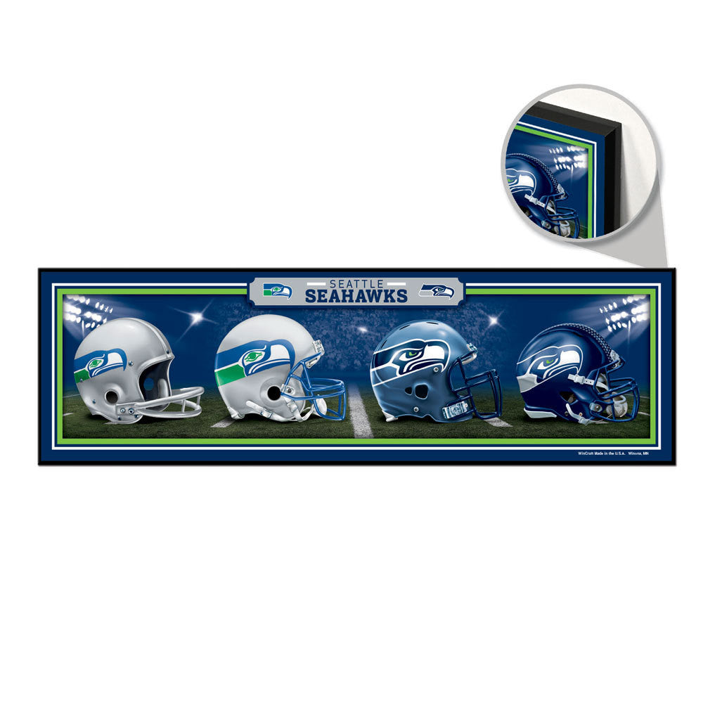 SEATTLE SEAHAWKS Wood Sign 9 x 30 HardBoard Helmet History –  Bandwagonfanz Sports