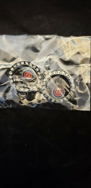 CHICAGO CUBS MLB EARRINGS RHINESTONE HOOP  NEW