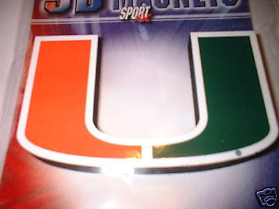 MIAMI HURRICANES JUMBO 3D SPORT MAGNET NEW