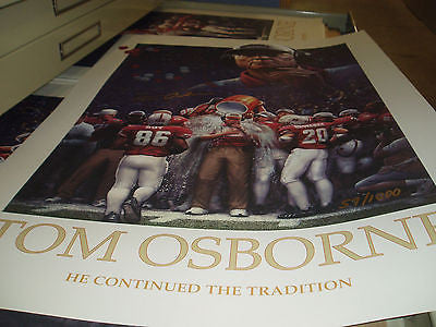 NEBRASKA HUSKERS TOM OSBORNE Autographed Print  24X35