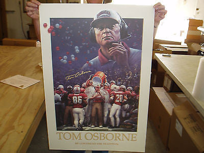 NEBRASKA HUSKERS TOM OSBORNE Autographed Print  24X35